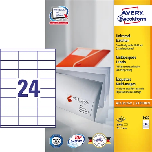 Avery 3422 Universal Etiket 3422