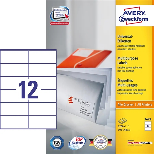 Avery 3424 Universal Etiket 3424