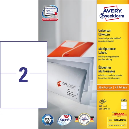 Avery 3655 Universal Etiket 3655