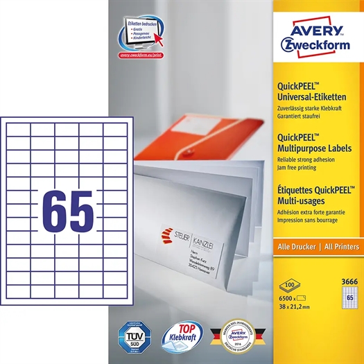 Avery 3666 Universal Etiket 3666